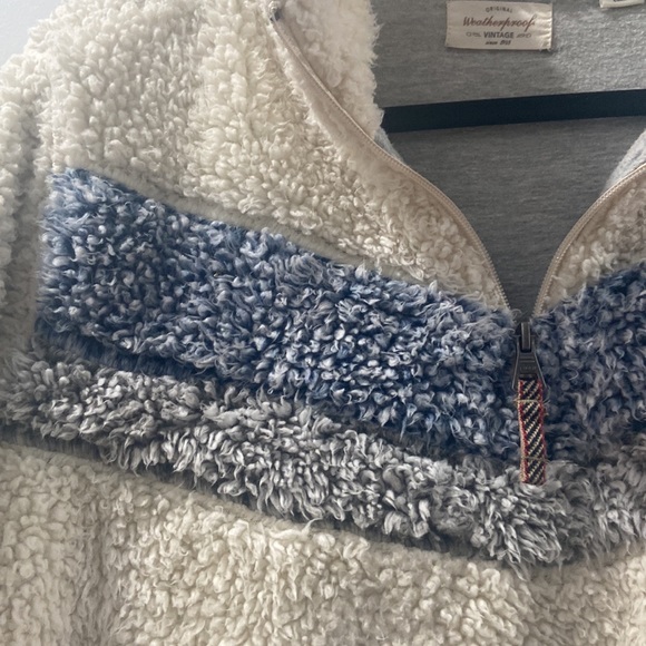 Large Original Weatherproof Vintage Sherpa Quarter Zip ivory and blue 💕 - Picture 6 of 11